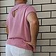 Женская вязаная розовая футболка с бисером хлопок шелк Жемчужина. Футболки. Rakovaolya-knitting. Ярмарка Мастеров.  Фото №5