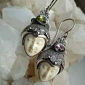 Silver pendant (Buddha-face) 5 stones
