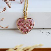Украшения handmade. Livemaster - original item Resin heart pendant with real pink flowers. Gift girl. Handmade.