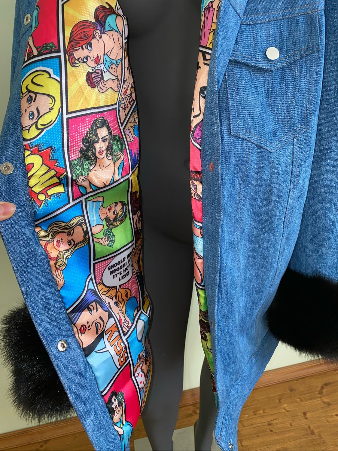 Длинная джинсовка с куницей «Восторг» на заказ в интернет-магазине ...