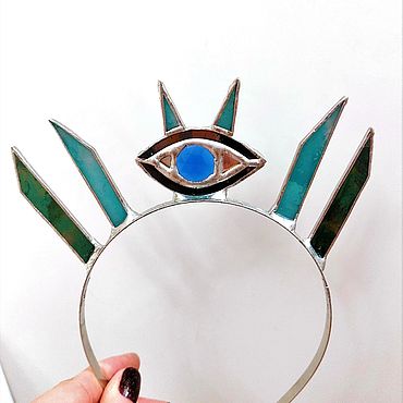 Корона из витражного стекла "Всевидящее око". SECRETGLASS by Lika (Lombric_brand). Украшения ручной работы - Ярмарка Мастеров Украшения ручной работы. Ярмарка Мастеров - ручная работа Корона из витражного стекла "Всевидящее око". Handmade.