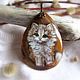 Pendant with painted stone 'Kitty' Lacquer miniature, Pendants, Moscow,  Фото №1