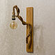 Настенный светильник из ветки дуба с канатом в стиле лофт, Настенные светильники, Тольятти,  Фото №1