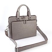 Сумки и аксессуары handmade. Livemaster - original item Bag-briefcase, unisex, crocodile leather, in gray.. Handmade.