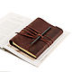 Leather notebook with strap winding genuine leather Crazy Horse