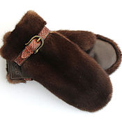 Аксессуары handmade. Livemaster - original item Fur mittens (brown mink). Handmade.