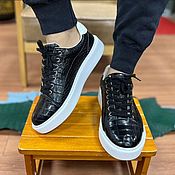 Обувь ручной работы handmade. Livemaster - original item Sneakers made of crocodile leather, in black.. Handmade.