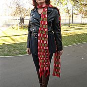 Оранжевый шарф палантин валяный на шелке Подарок женщине Бохо стиль