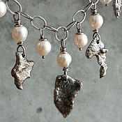 Украшения handmade. Livemaster - original item Necklace and earrings made of sea pearls Akoya and silver Ancient sea. Handmade.