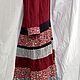 Платье из льна и хлопка длинное, бордовое, мозаика тканей, Платья, Новороссийск,  Фото №1