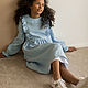 Dress for girls linen Amelia blue with flounces. Childrens Dress. molinialife. My Livemaster. Фото №5