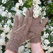 Аксессуары handmade. Livemaster - original item Gloves: Women`s brown down gloves. Handmade.
