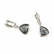 Украшения handmade. Livemaster - original item Earrings with cubic zirconia, grey earrings English lock silver. Handmade.