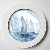 Картины и панно handmade. Livemaster - original item A marine-themed painting in a round frame. Handmade.