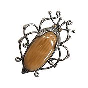 Украшения handmade. Livemaster - original item Beetle. Brooch with a mammoth tusk insert. Handmade.
