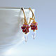 Earrings with garnet and tourmaline in gilding, Earrings, Moscow,  Фото №1