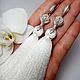 Earrings-brush white clip-on earrings with natural stones. Tassel earrings. Olivia. Online shopping on My Livemaster.  Фото №2
