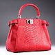 Red women's bag made of genuine python leather IMP0572R, Classic Bag, Moscow,  Фото №1