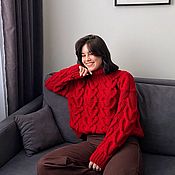 Одежда handmade. Livemaster - original item Jerseys: Red Sweater Jumper Female Hearts buy. Handmade.