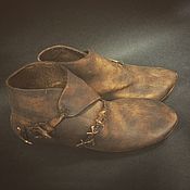 Обувь ручной работы handmade. Livemaster - original item Medieval leather shoes brown. Handmade.