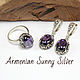 Ring, earrings and pendant Lera made of 925 sterling silver with amethysts DD0069-2, Jewelry Sets, Yerevan,  Фото №1