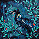 Картина маслом с птицей " Юный ворон" подарок мужчине, Картины, Краснодар,  Фото №1