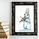 Bunny! Rabbit and fiddle! watercolor 21*15 cm, Pictures, Belaya Kalitva,  Фото №1