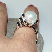 Ring Jasmine pearls, silver plating 12 micron