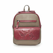 Сумки и аксессуары handmade. Livemaster - original item Backpacks: Women`s beige burgundy leather backpack bag Alvena R29-151. Handmade.