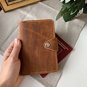 Кожаный ежедневник ручной работы А5 с пришитыми карманами "Кванто"