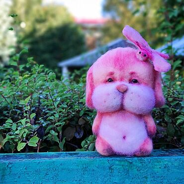 Куклы и игрушки ручной работы. Ярмарка Мастеров - ручная работа Зефичик. Собака. Игрушки из шерсти. Handmade.