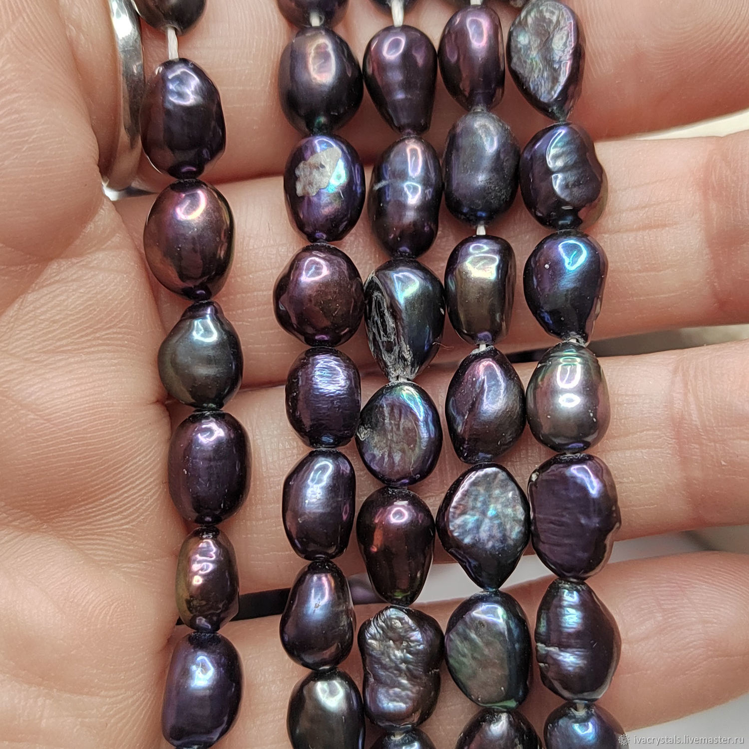 Жемчуг натуральный черный, барочный, Павлин 8-10 мм, ЖН08, НИТЬ купить ...
