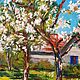 Blooming Apple Trees Oil painting Rustic Landscape. Pictures. Vladyart. My Livemaster. Фото №5