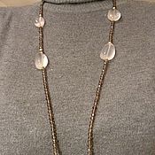 Украшения handmade. Livemaster - original item Long beads made of rauchtopaz, chalcedony and 925 silver in gilt. Handmade.