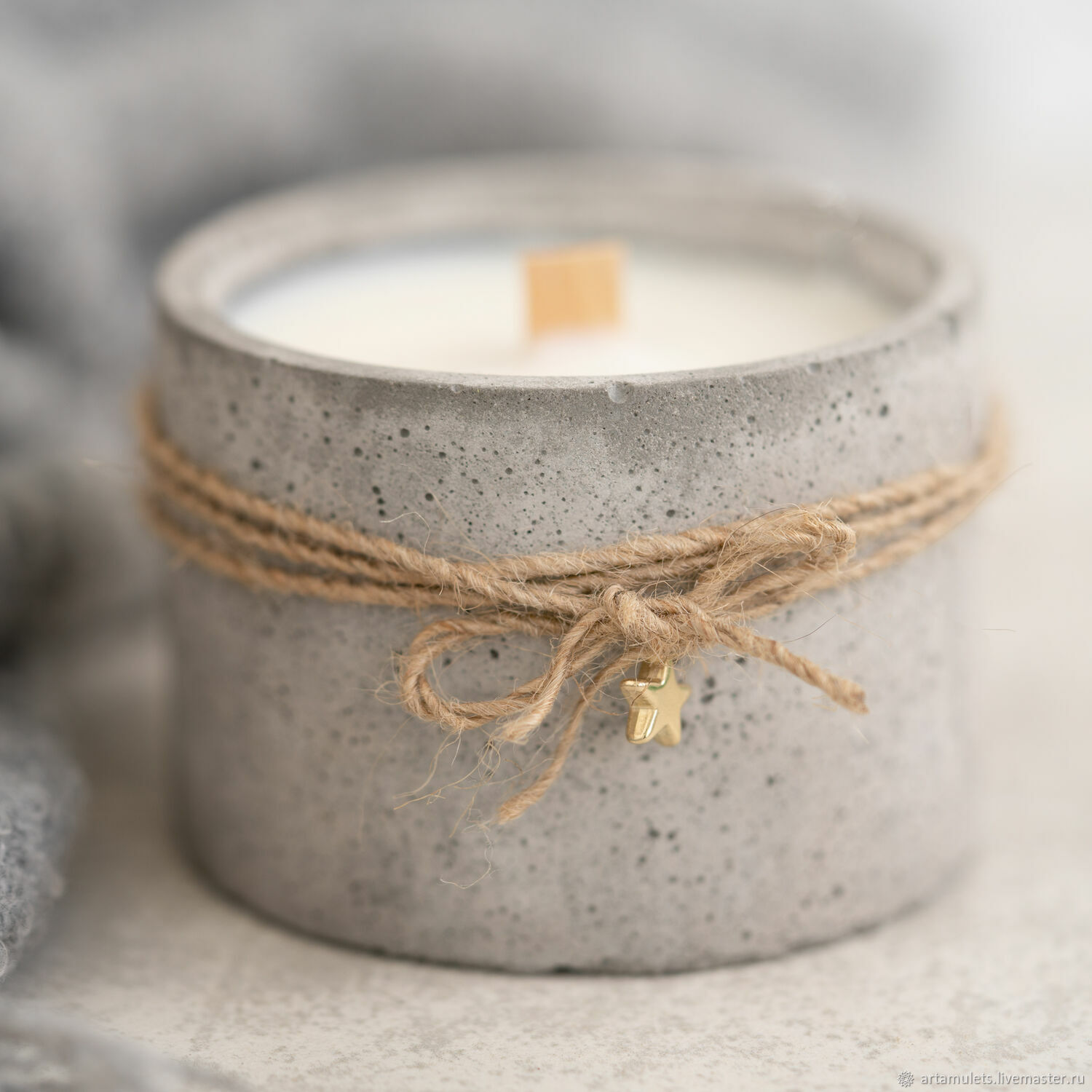 Ароматическая свеча в стакане из бетона – заказать на Ярмарке Мастеров ...