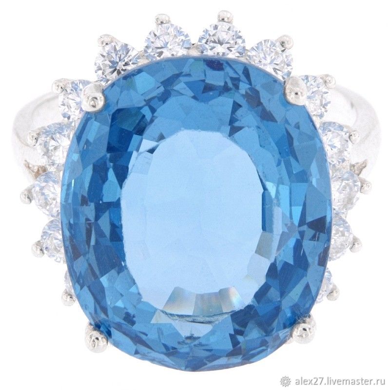 Кольцо топаз (10.3 ct), цирконы, р.17,0 серебро 925 пробы в интернет ...