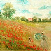 Картины и панно handmade. Livemaster - original item Oil painting with poppies 