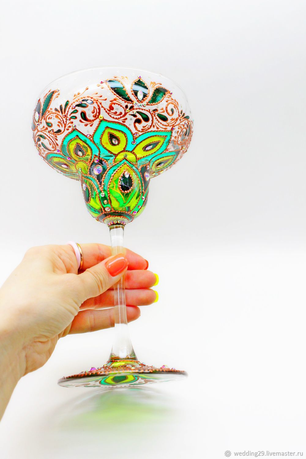 Бокал для Маргариты " Мандала" витражная роспись в интернет-магазине на ...