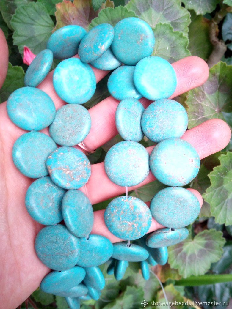 Бусины имитация бирюзы таблетка 20мм 9шт купить в интернет-магазине ...