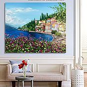 Картины и панно handmade. Livemaster - original item Oil painting with Italy. Coast Of Italy. City by the sea.. Handmade.