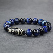 Украшения handmade. Livemaster - original item Blue cat`s eye bracelet and JI 5 eye bead. Handmade.