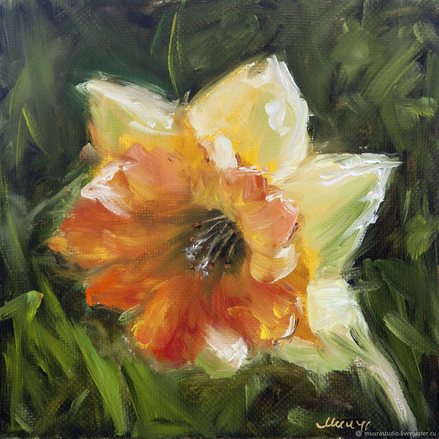 Картина Нарцисс. Цветок. Живопись. Холст. Масло. в интернет-магазине на ...