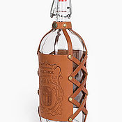 Посуда handmade. Livemaster - original item Moonshine bottle in a leather case, 1 liter.. Handmade.