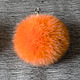 Помпон из натурального меха песца, брелок меховой, оранжевый, Брелок, Москва,  Фото №1