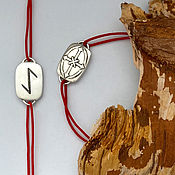 Украшения handmade. Livemaster - original item Eyvaz rune, Bracelet on a red thread with Eyvaz rune, silver. Handmade.