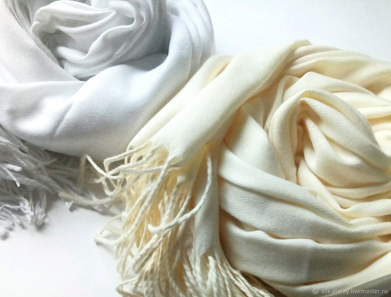   Палантины белый и айвори. Однотонный шарф, Палантины, Москва,  Фото №1