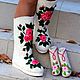 Order White felt boots, women's ,with embroidery,, ROSES'. валенки Vladimirova Oksana. Livemaster. . Felt boots Фото №3