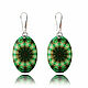 Dark green oval earrings stylish gift 'Harmony', Earrings, Moscow,  Фото №1