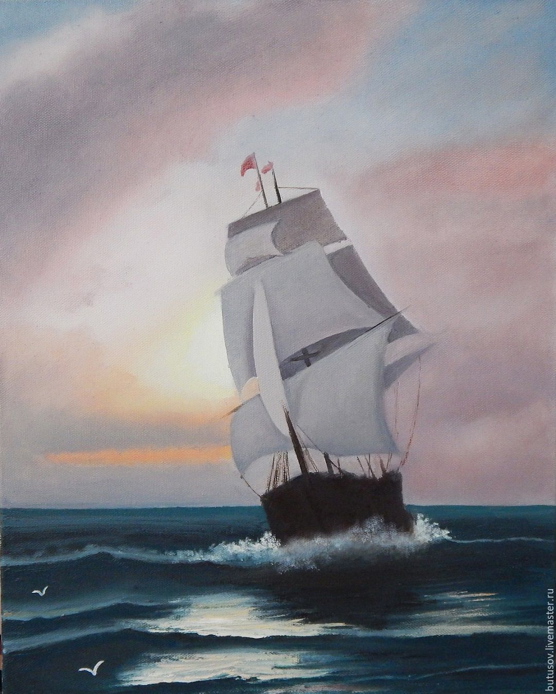 Картина маслом на холсте корабль