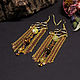 Chain Earrings, Tiger Eye Earrings AUTUMN GOLD, Earrings, Tver,  Фото №1